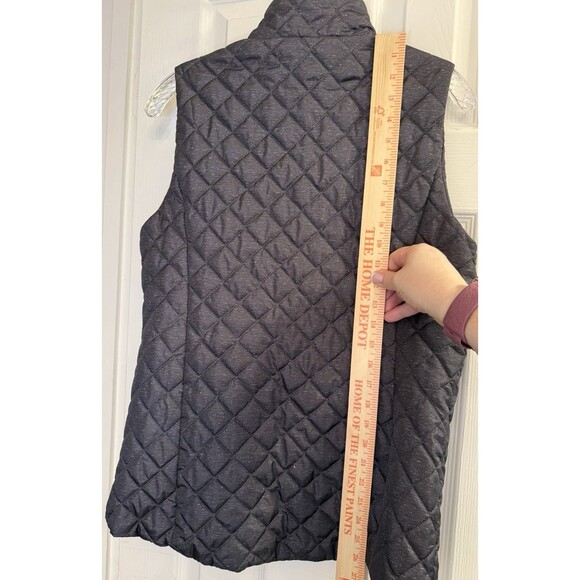Banana Republic Women's Quilted Puffer Vest S Charcoal Gray Sleeveless Zip Up - Picture 4 of 7